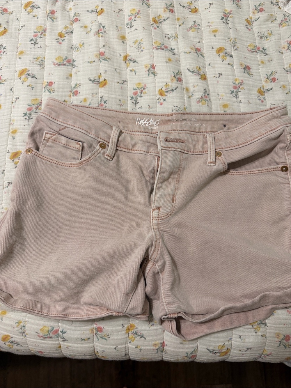 Light Pink Denim Jean Shorts — Women's Casual Mid-Rise by Mudd